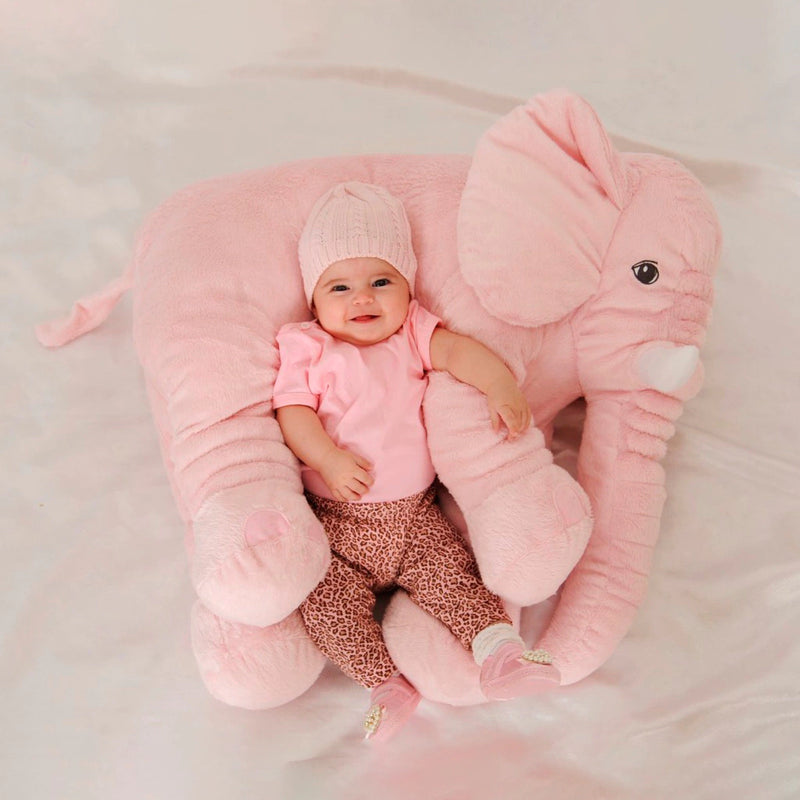 Almofada Travesseiro Para Bebê Menina Elefante ROSA Pelúcia 60cm