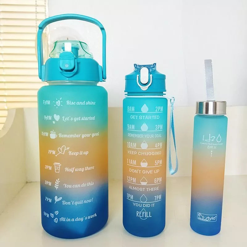 Kit 3 Garrafa Agua Squeeze Galão Com Adesivos Lembretes beber Agua